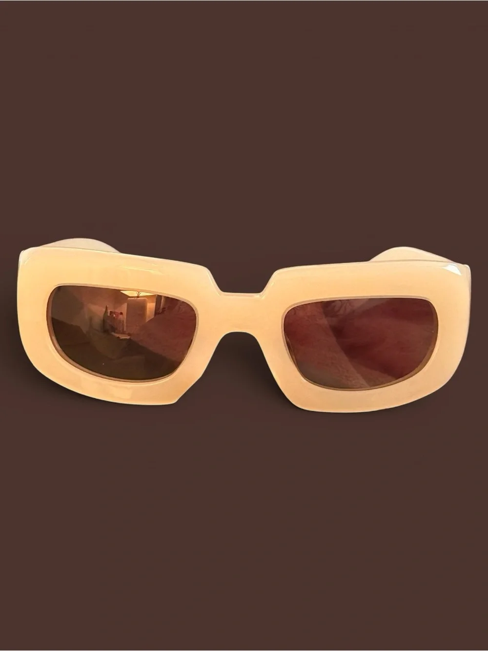 KALEOS Ardmore Cream  Chunky Rectangular Sunglasses 53-25 Never Worn